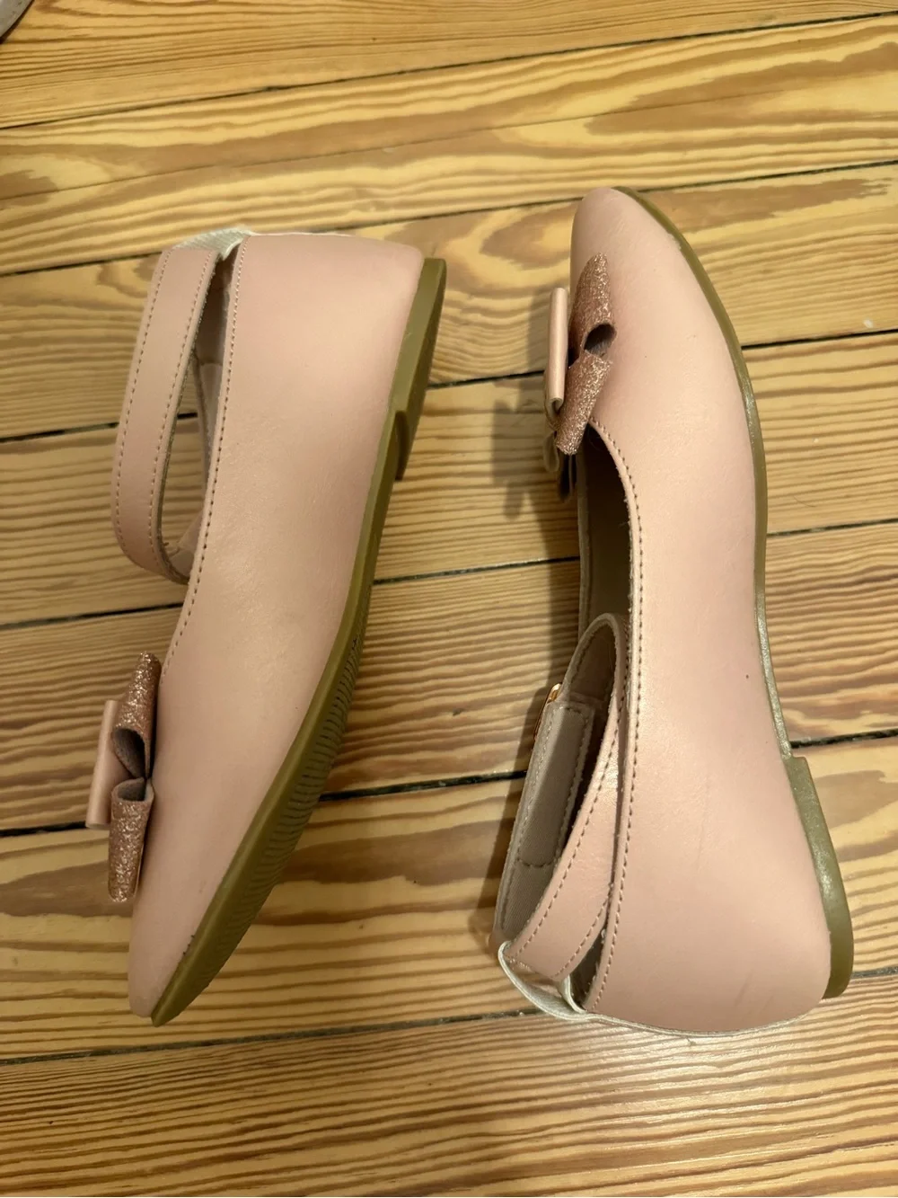 Rachel Shoes Blush Pink Bow Ballet Flats with Sparkle Accent